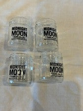 4  MIDNIGHT MOON MASON JAR SHOT GLASSES BAR SOUVENIR MOONSHINE DISTILLED CORN