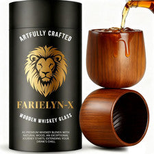 2 Pack Charred Wooden Bourbon Drinking Glass Bourbon Gifts for Men | Oak Old Fas