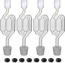 Bubble Airlock Set, 4 Airlocks for Fermenting, 4 Drilling #6 Stoppers and 8