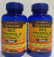 2x Puritan's Pride Bee Propolis 500mg – Immune Support – 100 Capsules