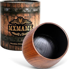 Charred Oak Wooden Whiskey Drinking Glass for Men | 10Oz Bourbon Tumbler Set Han