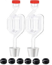 Airlock 2 Pack Transparent Brewing Airlocks Fermenting Twin Bubble Airlock with