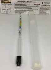 2 Triple Scale Beer Wine Precision Hydrometer Specific Gravity Brix Balling Case