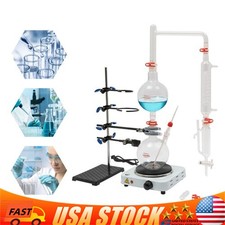 Organic Chemistry Lab Glassware Glass Kit Distillation Equipment Set 1000mL NEW