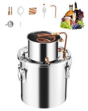 Alcohol Still, 5 Gal / 19 L Stainless Steel Water Alcohol Distiller with Copper