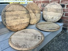 Authentic 25 Gallon New Small Barrel Head, top, Dowel Pin, Flat, Charred
