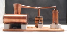Copper Moonshine Submarine Pot Liquor Still Replica Model on Wood Base