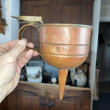 NICE!! Antique COPPER funnel with handle thumb valve & strainer Liquor Still