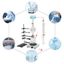 Organic Chemistry Lab Glassware Glass Kit Distillation Equipment Set 1000mL NEW