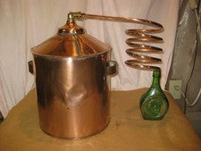 Antique 5 Gal Copper Moonshine Still +Coil + RARE OLD ROBERT F KENNEDY BOTTLE!!!