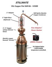 StillMate 35L Copper Pot still Kit V3509 with Copper dome/helmet whisky Making