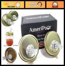 Mason Jar Pour Spouts - Leak-Proof Flap for Cocktails & Moonshine - 2 Pack