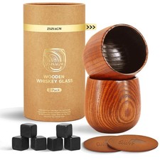 ZSJSAGW Charred Wooden Bourbon Glasses Set of 2 Whiskey Old Fashioned  Oak Tu...