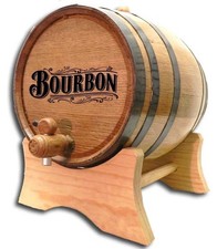 1 Gallon American Oak Bourbon Aging Barrel (5 Liter) with Wood Stand, Bung and S
