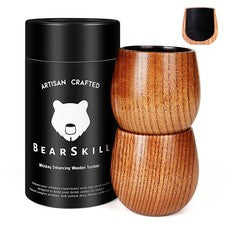 Bourbon Whiskey Tumbler - Charred Wooden Glass, Gifts for Men, Old Fashioned