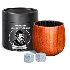 Charred Wooden Whiskey Glasses – Bourbon Tumblers for Men with Burnt
