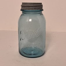 Vintage #9 Ball Mason Jar W/ Lid Blue 1923 - 1933 Era #9 Moonshine / Canning Jar