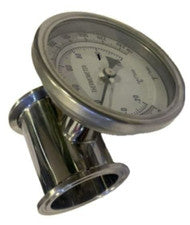 2" Stainless Tri Clamp x 1/2" npt Tee w/ Thermometer Distilling Column spool