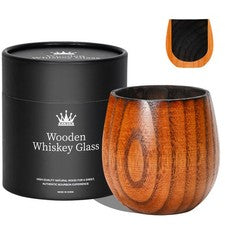Charred Wooden Bourbon Drinking Glass, Handcrafted Wooden Whiskey Old Fashion...