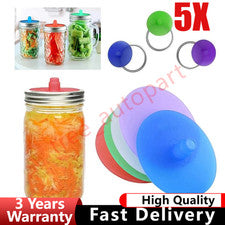 5X Silicone Fermenting Lid Waterless Airlock Mold Free Auto Vent for Mason Jar