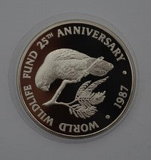 Cayman Islands 1987 Amazon Parrot $5 Silver proof  World Wildlife Fund Coin