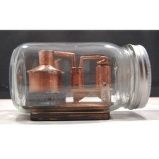 Small Copper Moonshine Liquor Still Replica Model Inside Quart Glass Mason Jar