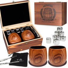 Charred Wooden Bourbon Drinking Glasses Set – Handcrafted Whiskey Cups with 8...