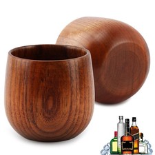 Ranjaner Charred Wooden Whiskey Glasses, Old Fashioned Bourbon 6 Ounces, Wood