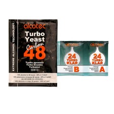 Alcotec 48 Hour Turbo Carbon Yeast w/ Turbo Klar Clear Alcohol Making Home Brew