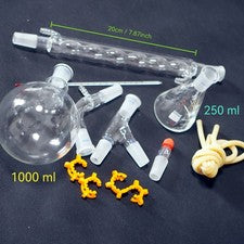 Lab glass distilling kit distillation kit set 1000 ml round bottom flask 24/40