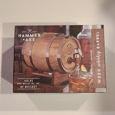 Hammer & Axe Wooden Whiskey Barrel 800ml Oak Aging Cask Spirits Dispenser 27oz