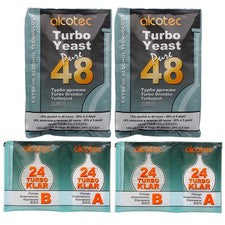 2x Alcotec 48 Dual Purpose Turbo Yeast AND TurboKlar Homebrew Vodka Spirit