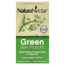 NaturaNectar Green Bee Propolis 60 Veggie Caps Alcohol-Free, All-Natural,