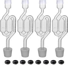 Bubble Airlock Set, 4 Airlocks for Fermenting, 4 Drilling #6 Stoppers and 8 Airl