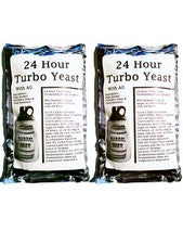 2 Packs 24 Hour Turbo Yeast w/ AG - Moonshine Alcohol Whiskey Rum Vodka 6.5 gal