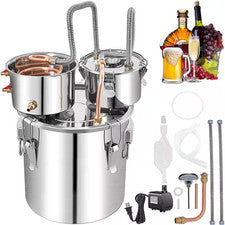 Alcohol Still 13.2 Gal. Stainless Steel Water Copper Tube Home Brewing Kit Alcoh