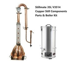 Stillmate 35L 2" x 4 Plates Crystal Clear Copper dome Condenser Boiler Kit V3514