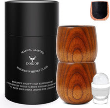 Charred Wooden Bourbon Drinking Glass,Handcrafted Whiskey Glasses for Men,Great