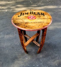 Bourbon barrel top table, Cabin chic, primitive, sustainable, charred oak stave