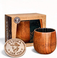 Charred Wooden Bourbon Drinking Glass Whiskey Tumbler - Wooden Old Fashioned Gla