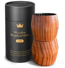 Charred Wooden Bourbon Drinking Glass, Gifts for Men – Large, 2 Pack