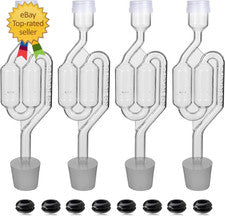 Bubble Airlock Set, 4 Airlocks for Fermenting, 4 Drilling #6 Stoppers and 8 Airl