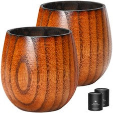 Charred Wooden Bourbon Drinking Glass, Handcrafted Wooden Whiskey Old Fashion...