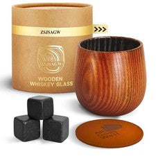 Zsjsagw Charred Wooden Bourbon Glass Whiskey Old Fashioned 10Oz - Oak Tumbler