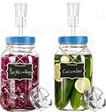 2 Pack Fermentation Jar Kit 68oz Wide Mouth Pickling Jars Airlock Lids Weights