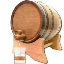 5 Gallon Oak Aging Barrel 20 Liter with Stand Bung Spigot Golden Wooden Whiskey