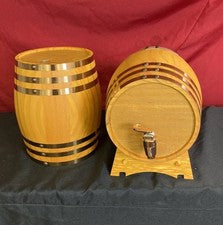 2 Mini Whiskey Barrels - 800mL 0.8L - Pine Wood Oak Aging Barrel - Spigot, Stand