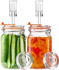 1.5L Glass Fermentation Jars Pack of 2 with Airlocks and Glass Weights, Complete