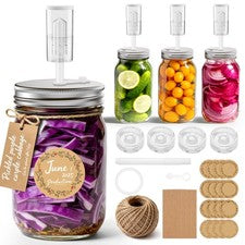 Complete Fermentation Kit 4pk Wide Mouth Mason Jar Weights Airlocks Lids Pickle