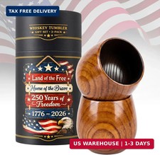 2 Pack 250 Anniversary USA Whiskey Glasses Charred Wooden Bourbon Drinking Glass